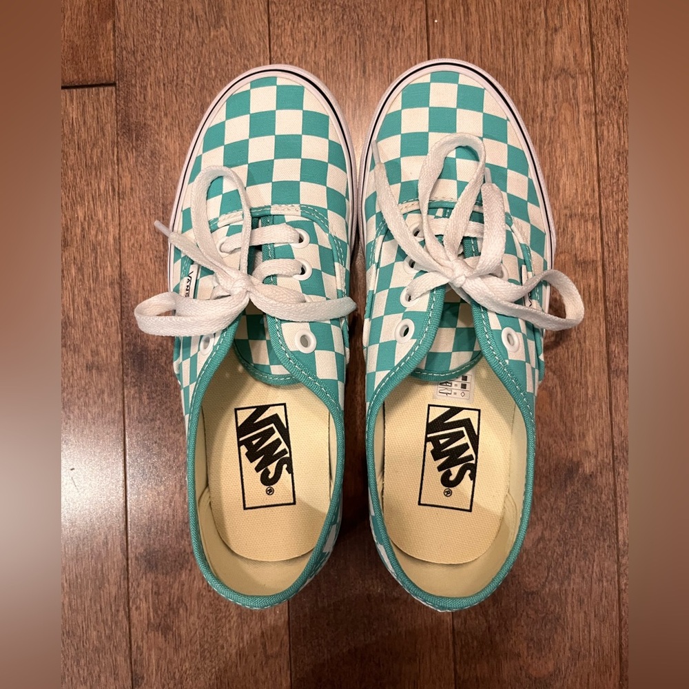 Vans Authentic Lo Pro Checkerboard Sneakers - Mint Green/White - Women’s Size 6